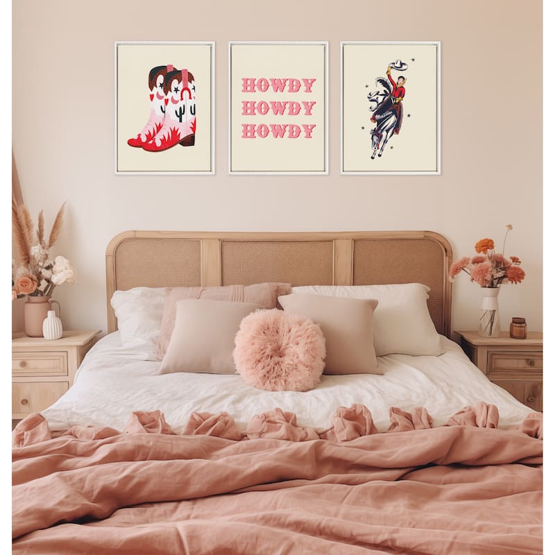 Kate and Laurel Sylvie Cowgirl Boots Framed Canvas by Tània García