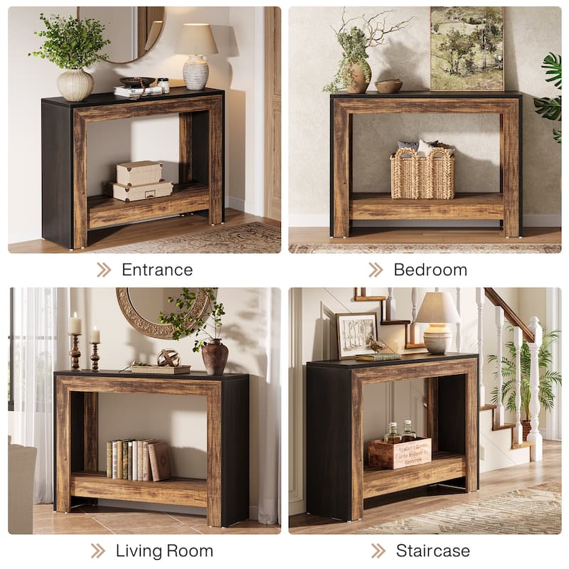Small Industiral Wood Console Sofa Table for Entryway