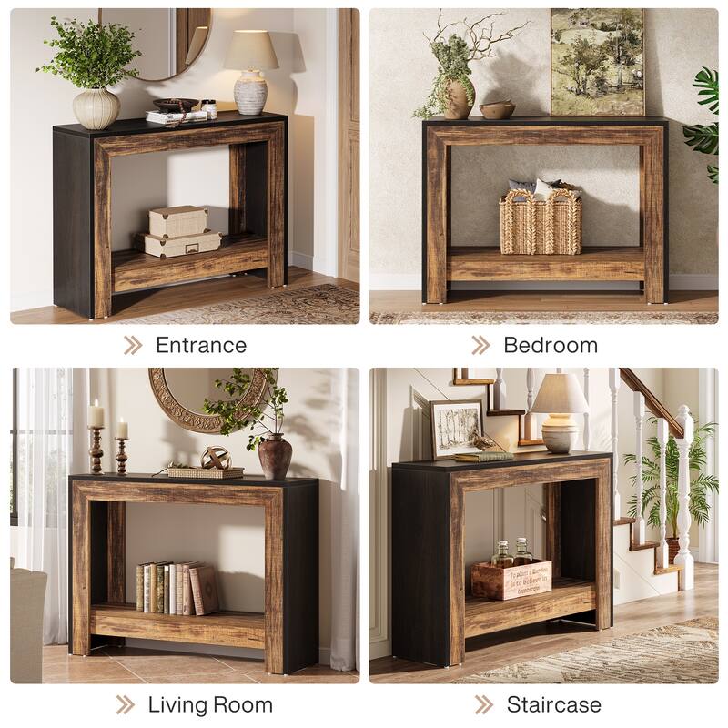 41.34-inch Rectangle Wood Console Table Simple Geometric Entryway Accent Table