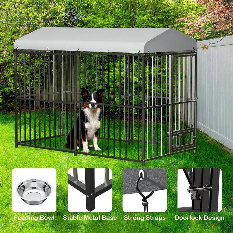 Large Dog Kennel Outside, with Roof and Lock, for Medium and Large Dogs