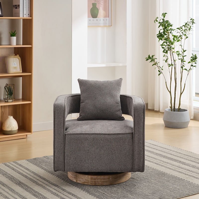 Square Swivel Barrel Chairs, Ergonomic Upholstered Single Sofa Chair, Lounge Club Chair with Open Back & Square Armrests - Charcoal