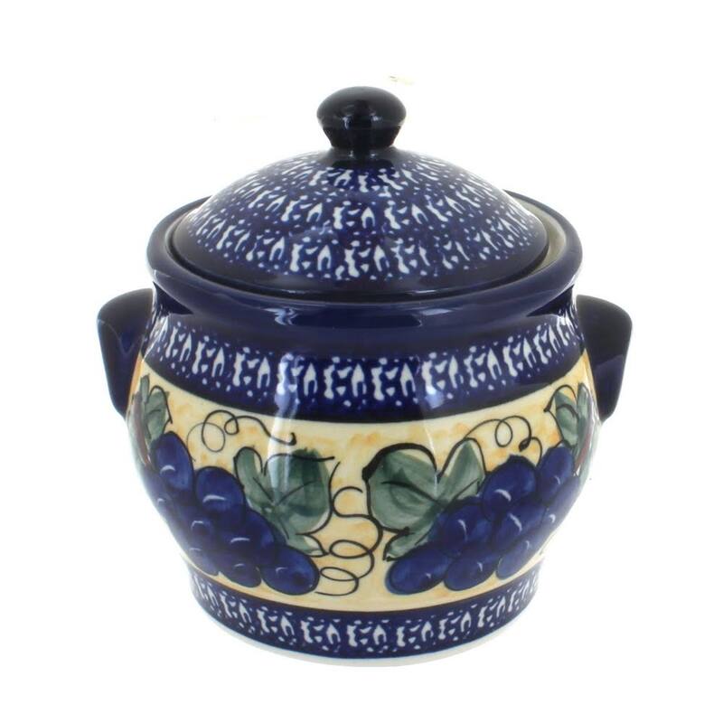 Blue Rose Polish Pottery 1098 Zaklady Medium Canister - Grapes