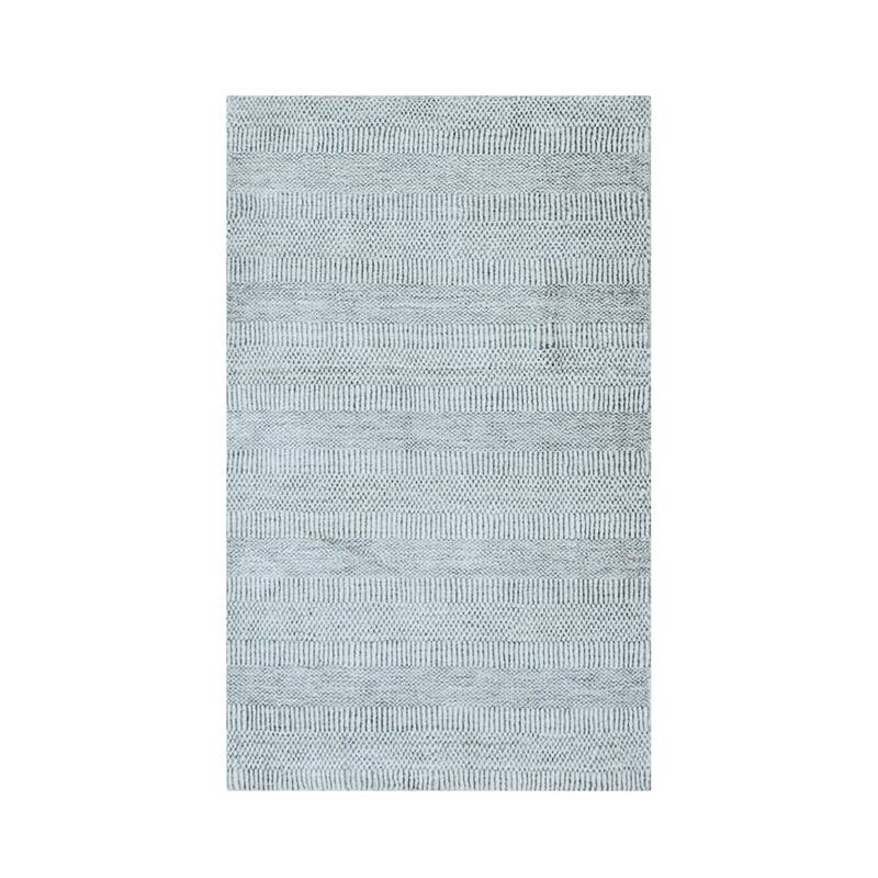 Beige/Brown Hand Knotted Wool Modern Modern Grass Rug, 3' x 5', soft stylish floor rug - L