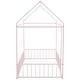 preview thumbnail 6 of 8, Pink Twin Size Metal House Bed Frame with Fence and Roof for Kids, Teens, Girls, Boys