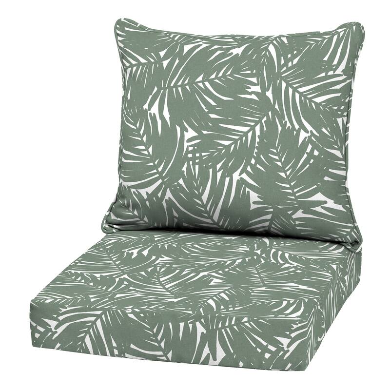 ARDEN Outdoor Deep Seat Cushion Set, 22 in x 24 in - Sage King Palm