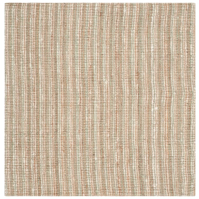 SAFAVIEH Jerneja Handmade Solid Chunky Jute Area Rug - 6' x 6' Square - Sage/Natural