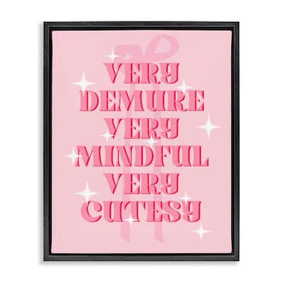 Stupell Pink Demure Mindful & Cutesy Framed Floater Canvas Wall Art Design By Lil' Rue