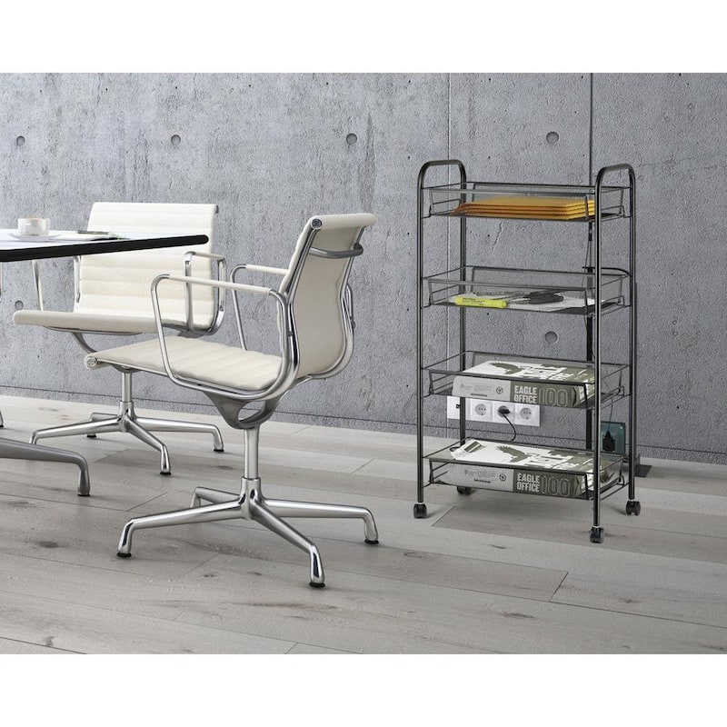 4 Tier Organizer Metal Rolling Storage Shelving Rack Kitchen Wire Shelf