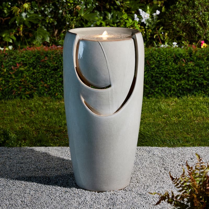 Glitzhome 30"H Oversized LED Ceramic Fountain
