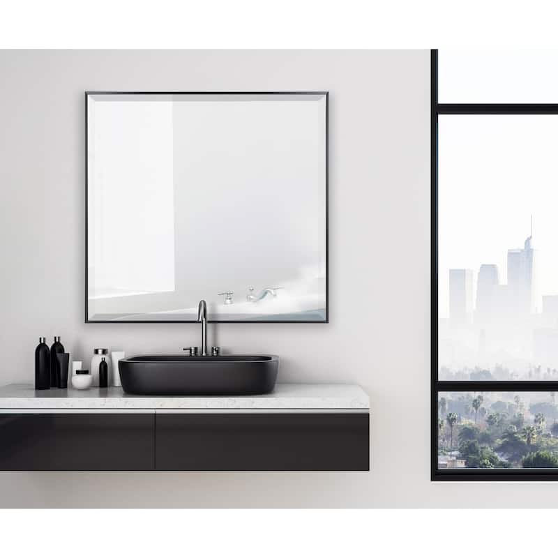 Rhodes Framed Decorative Wall Mirror - 28.75x28.75 - Black