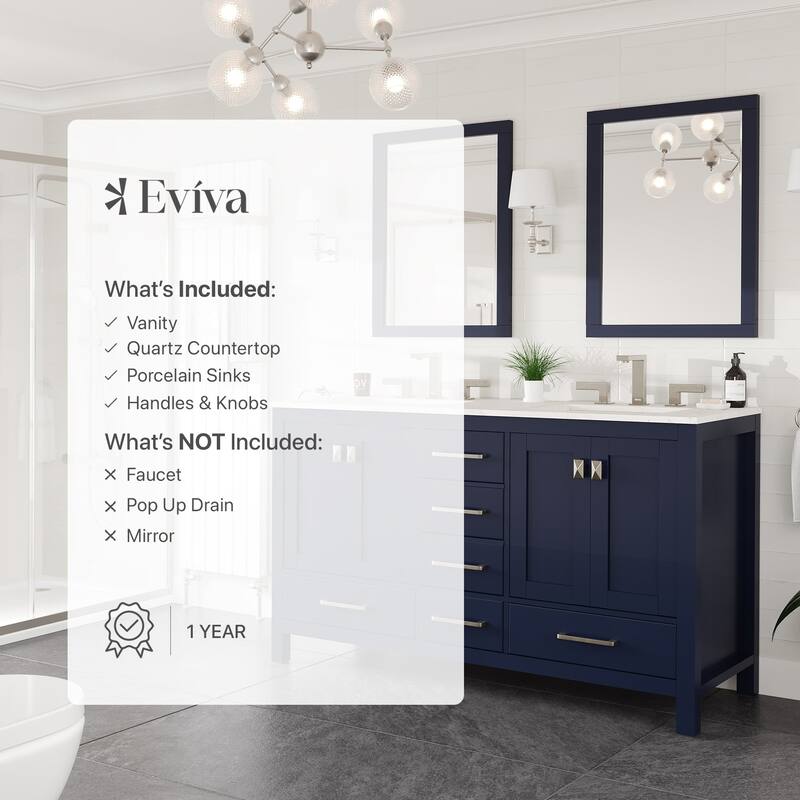 Aberdeen 72"W Blue DS Bath Vanity with Carrara Quartz Top & Undermount Sinks