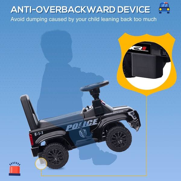 slide 2 of 10, Kids Push Ride On Car with Working PA System and Horn - Black Black