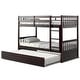 preview thumbnail 1 of 18, Costway Twin Over Twin Bunk Bed with Twin Trundle Solid Wood Frame - See Details Espresso