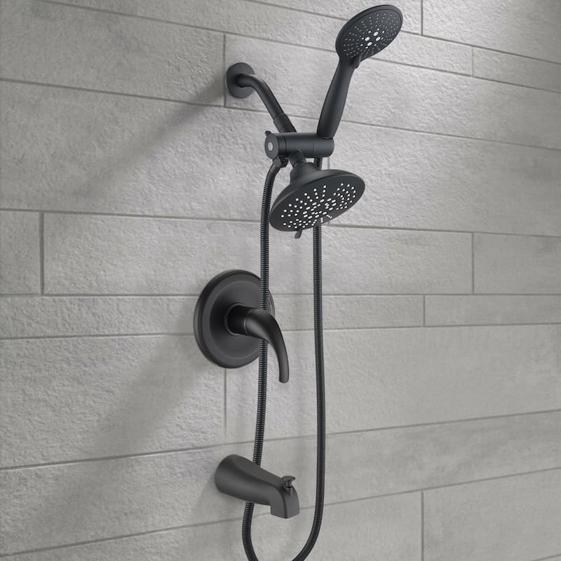 Proox 5-Sprayer Dual Showerhead with Tub Spout Faucet Valve Included - 5