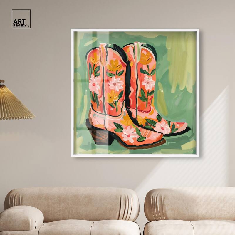 Wildflower Cowboy Boots Shadowbox by Art Remedy