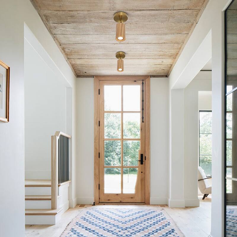 Rustic Wood Grain Single Ceiling Track Light Adjustable Spotlight
