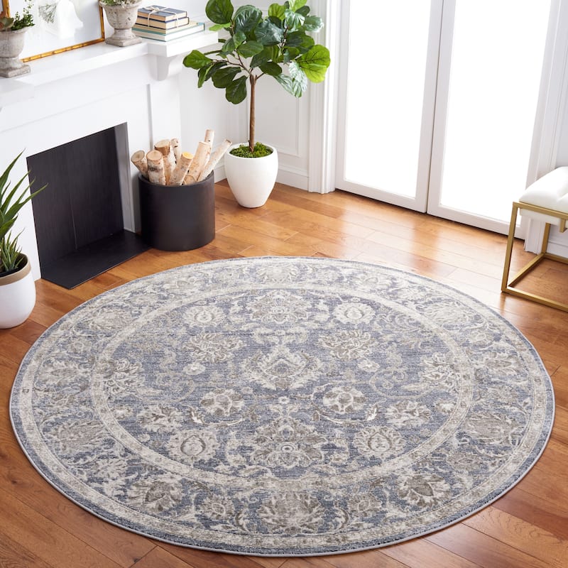 SAFAVIEH History Tami Modern Rug - 6'7" Round - Dark Grey/Ivory