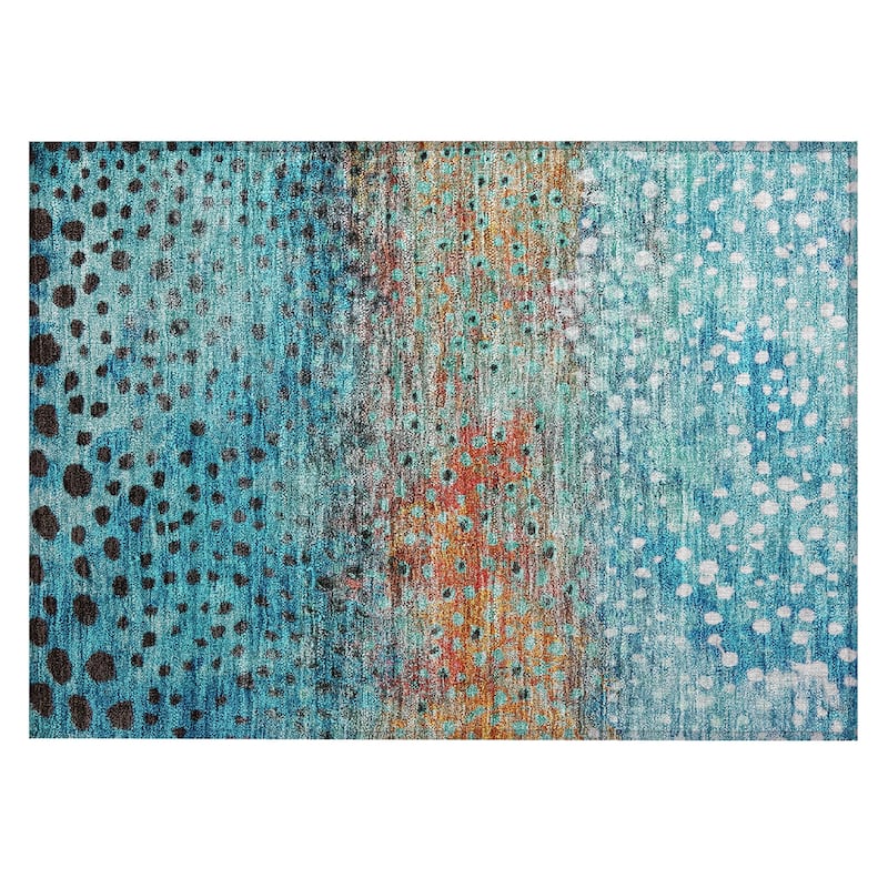 Machine Washable Indoor/ Outdoor Abstract Modern Chantille Rug
