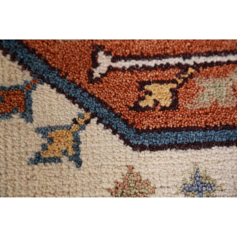 Hand Knotted Oriental 100% Wool Carpet Traditional Geometric Beige & Ivories Heriz (serapi) Area Rug - 10' 0'' X 8' 2''