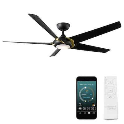 Lucid Indoor Outdoor 5-Blade Smart Ceiling Fan 62in with 3000K LED and Remote Control - 62