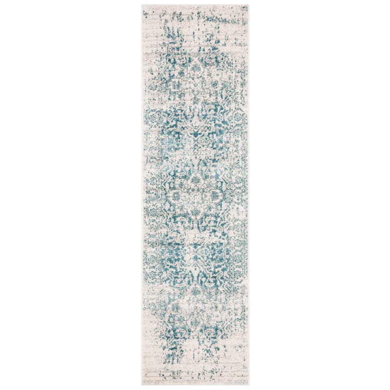 SAFAVIEH Madison Snowflake Medallion Rustic Farmhouse Distressed Rug - 2'3" x 10' Runner - Teal/Ivory - Runner