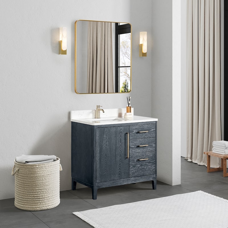 Gara Single Bath Vanity with Composite Stone Top without Mirror