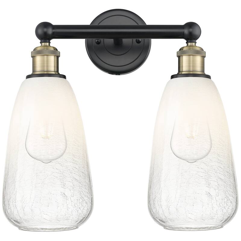 Innovations Lighting 616-2W-16-15 Brookhaven Almond Vanity Brookhaven - Black Antique Brass / Opal