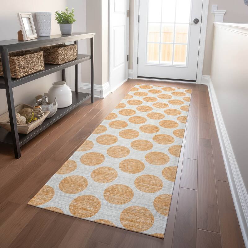 Machine Washable Indoor/ Outdoor Polka Dots Chantille Rug