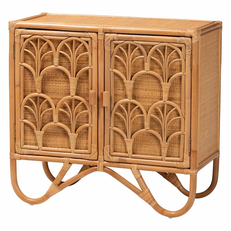 Baylor Bohemian Light Honey Rattan Storage Cabinet - Brown