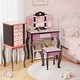 preview thumbnail 15 of 13, Kids MDF Vanity Table Set In Pink With 1 Drawer With 3-Color Dimmable LED Bulb - N/A