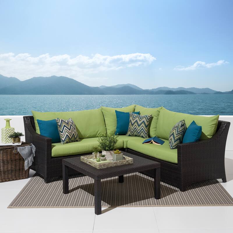 Deco 4 Piece Sunbrella Outdoor Patio Sectional & Table