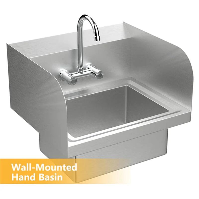 Wall Mount Stainless Steel Hand Wash Sink Heavy Duty with Faucet