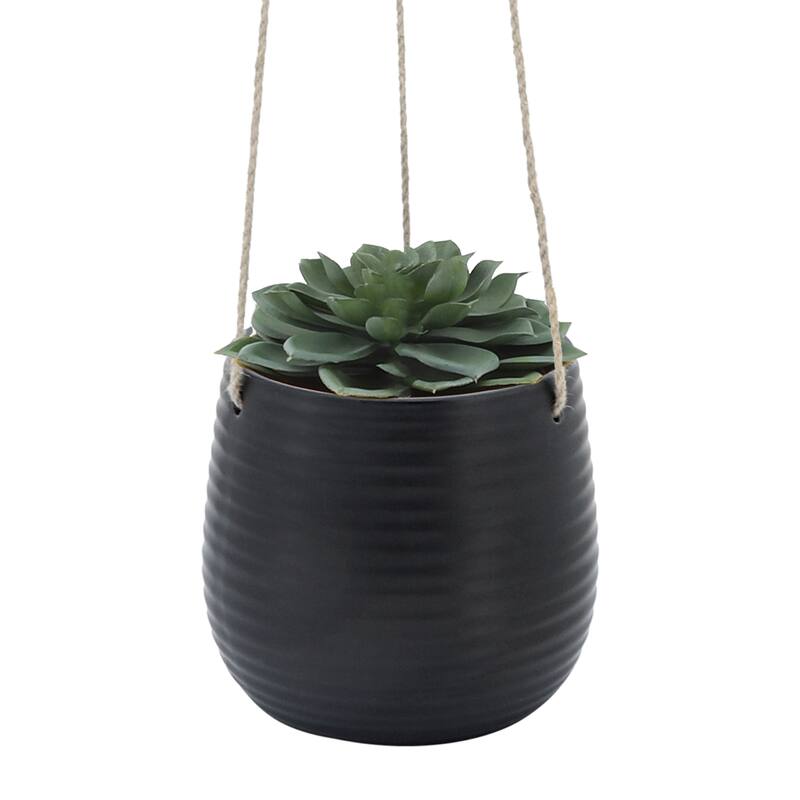 Sagebrook Home Neutral Textured Ceramic Hanging Planter