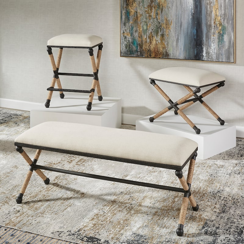 Uttermost Firth Rustic Oatmeal Counter Stool - 18.75"W x 27.63"H x 18.75"D