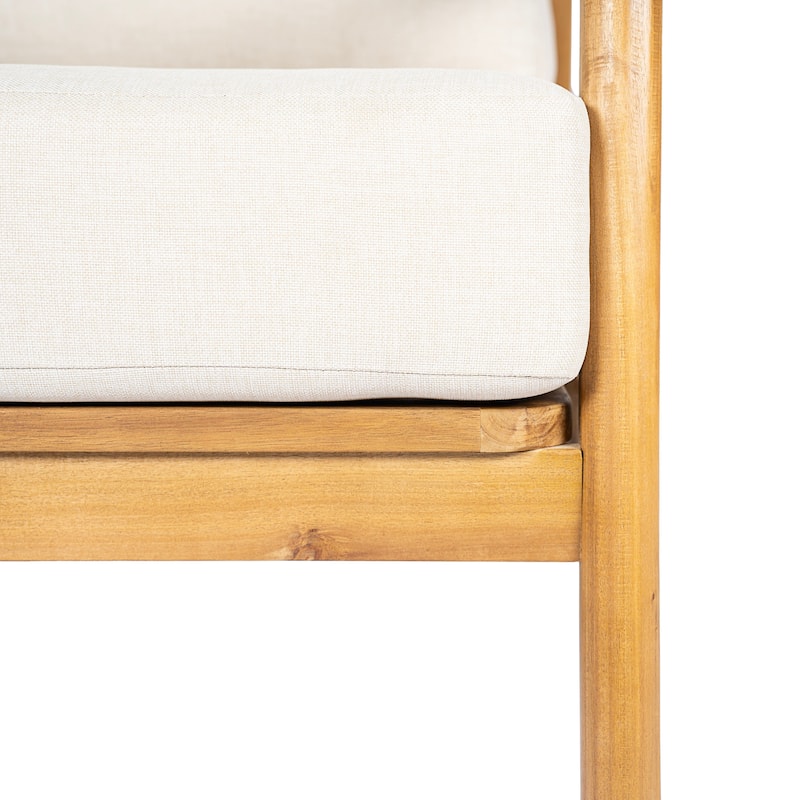 Christopher Knight Home - Outdoor Acacia Wood Club Chair with Rope Back and Water-Repellent Cushions