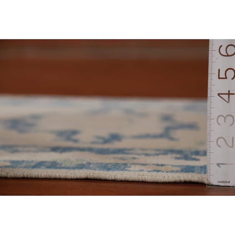 Hand Knotted Oriental 100% Wool Carpet Transitional Floral Beige & Ivories Oushak Runner Rug - 13' 8'' X 2' 11''