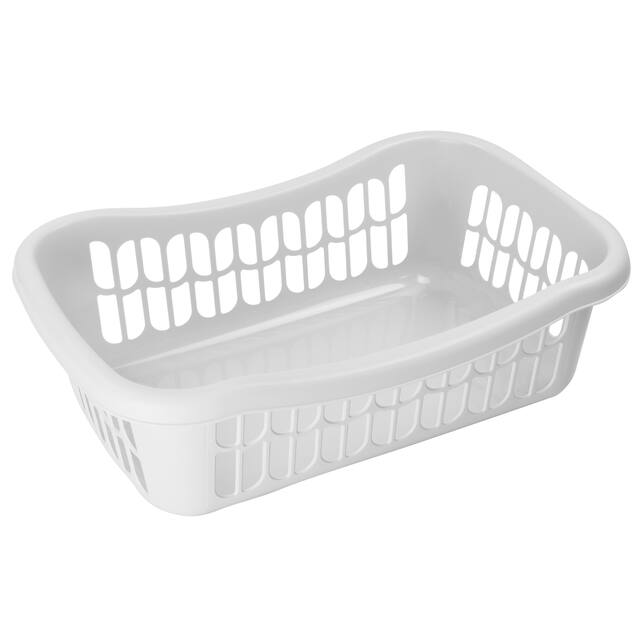 Large Plastic Storage Basket for Kitchen Pantry, Kids Room, Office - White