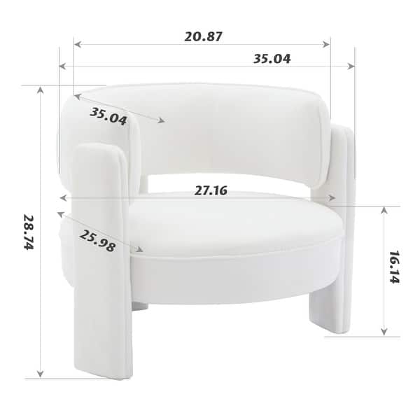 dimension image slide 1 of 4, Modern Relvet Accent Chair with Spacious Round Seat for Living Room