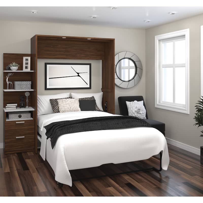 Cielo Full Murphy Bed with Floating Shelves by Bestar