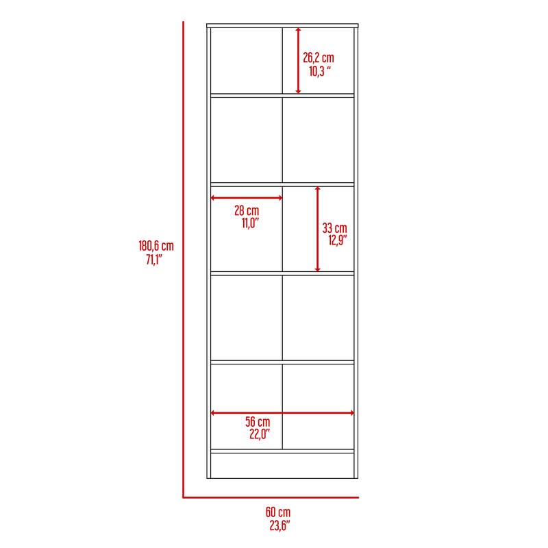 Multistorage Cabinet, Double Door, Five Shelves -Light Oak / Black