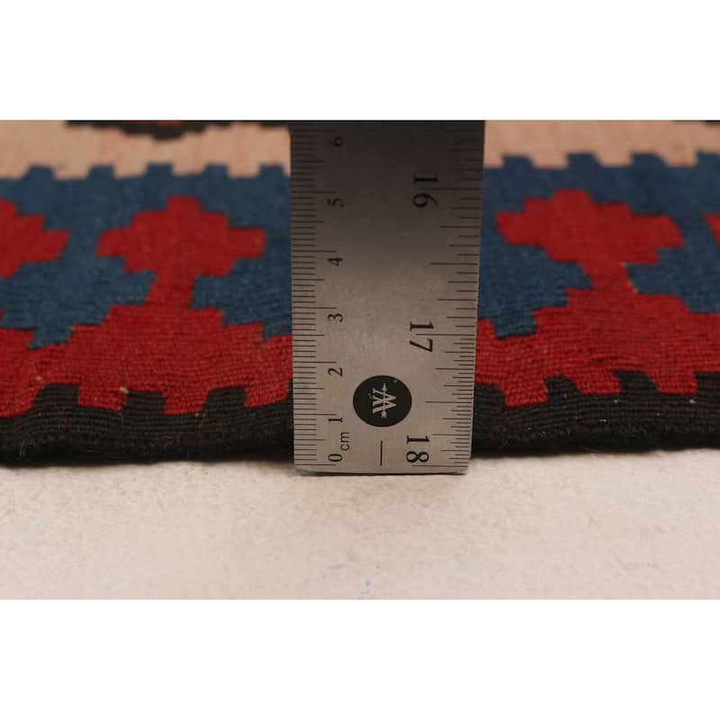 ECARPETGALLERY Flat-Weave Yoruk Black, Red Wool Kilim - 7'0 x 12'9