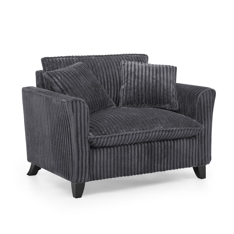 Roomfitters Corduroy Accent Chair with Pillow, Oversized Single Sofa Chair with Armrests and Soft Cushion, Modern Lounge Chair