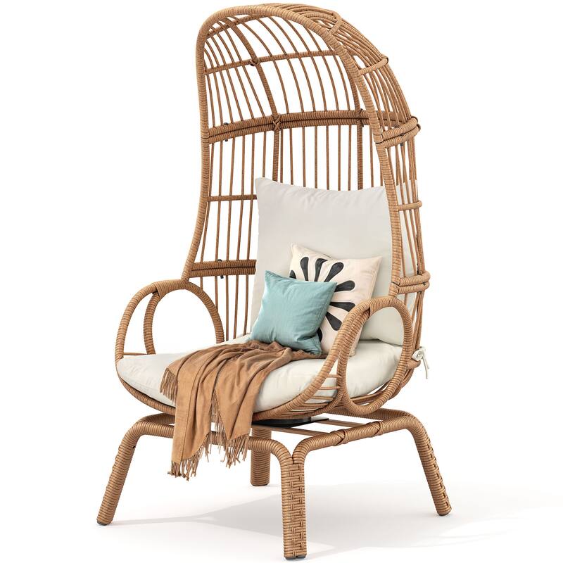 Moasis Outdoor Small Egg Chair Patio Wicker Basket Chair with Ottoman,Rocking Egg Chair,Swivel Egg Chair