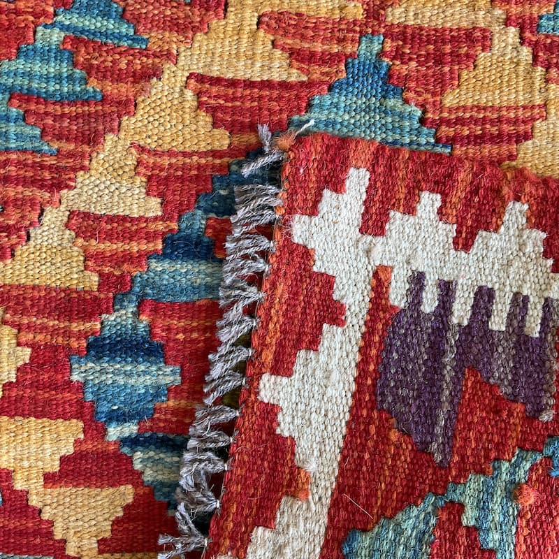 HERAT ORIENTAL Afghan Handwoven Tribal Mimana Kilim - 1'8" x 1'8"