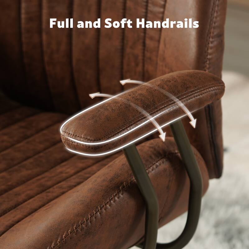 XIZZI Vintage Suede Fabric Office Chair with Armrests and Swivel Base