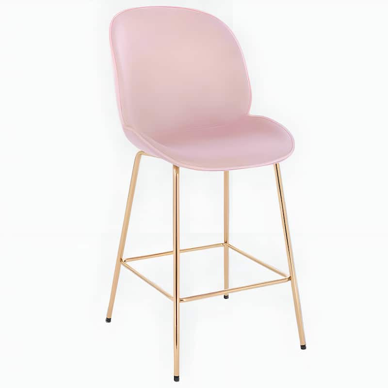 Modern Velvet Lotus Gold Stool Slim Seat (Set of 5) - Single - Pink - Counter Height