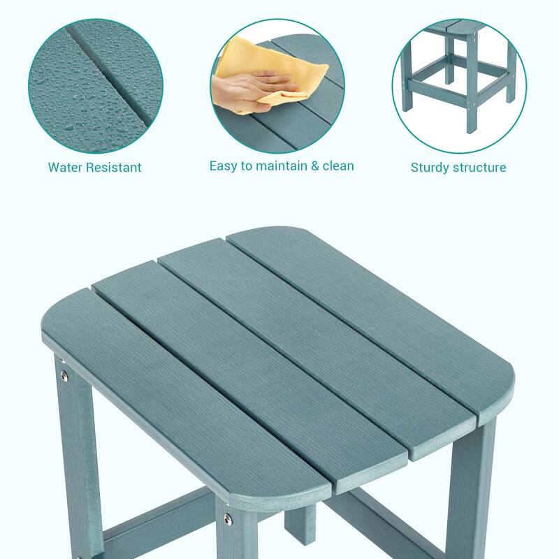 BONOSUKI Outdoor Rectangular All Weather Adirondack Side Table