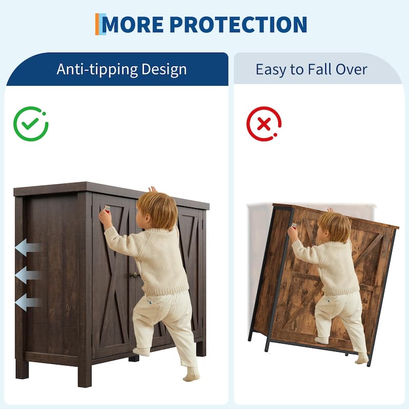 Farmhouse Shoe Cabinet with 3 Barn Doors - 4-Tier Entryway Shoe Storage