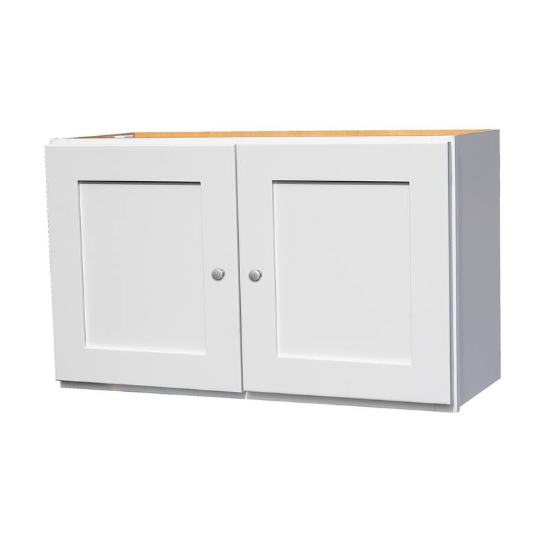 Shaker White 2 Door Kitchen Wall Cabinet - 30X15X12 - White