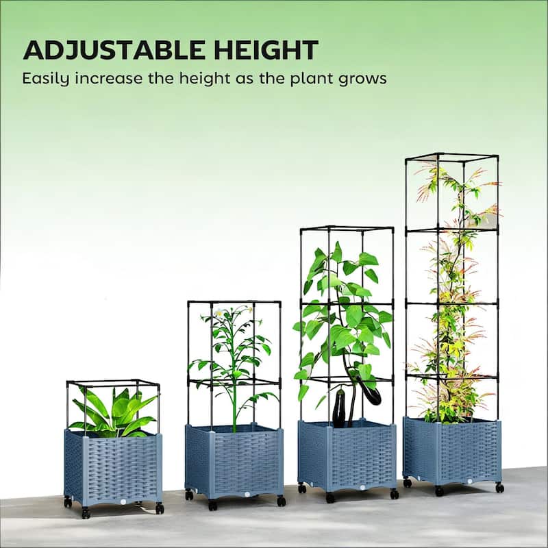 Self-Watering Rolling Vertical Planter with Trellis Adjustable Support